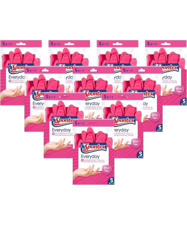 Spontex Everyday Household Gloves - Cotton Flocked Safe Grip Pink Size S - Perfect for Daily Use - 1 Pair - Buy Online on SooperMarket.com