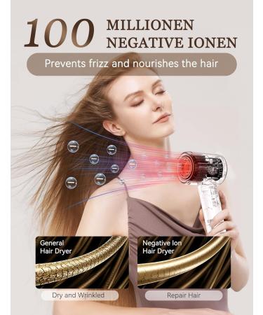 ANLAN Ion Hair Dryer - 120 000 RPM Brushless Motor 100 Million Negative Ions Quick Drying & Intelligent Temperature Control - Ideal for Home Salon & Travel in Pink & White - Buy Online on SooperMarket.com