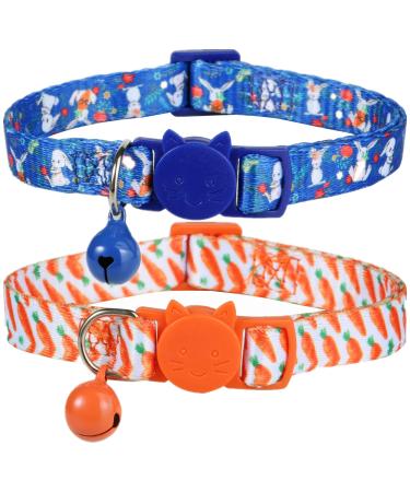 BoomBone Easter Cat Collar Breakaway, Set of 2 Spring Kitten Collars with Bell