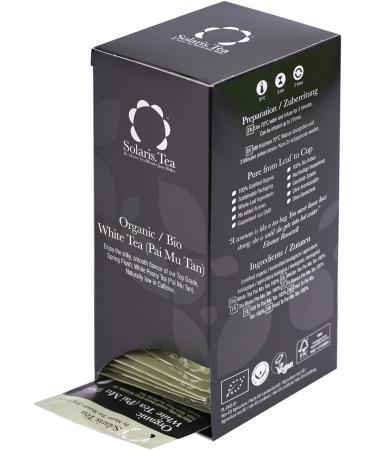 Organic White Tea (Pai Mu Tan) by Solaris Tea | 100% Whole Leaf, Certified Vegan | 40 Biodegradable Teabags | 60g (40 Count) - Buy Online on SooperMarket.com