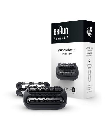 Braun EasyClick Stubble Beard Trimmer Attachment for Series 5, 6 and 7 Electric Shaver 5018s, 5020s, 6075cc, 7071cc, 7075cc, 7085cc, 7020s, 5050cs, 6020s, 6072cc, 7027cs 5 Piece Set Stubble