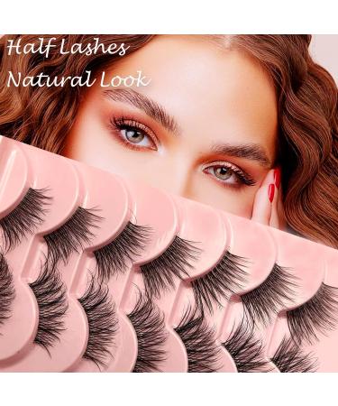 Heracks Half Lashes 14 Pairs - Natural Wispy Cat-Eye Faux Mink False Eyelashes with Clear Band - Reusable DIY Cluster Lashes - 2 Styles Mixed for Soft and Fluffy Look - 3/4 Corner Lashes - By Heracks - Buy Online on SooperMarket.com