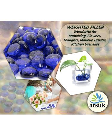 Arsuk Glassenic Deko Blue - Flat Stones for Decoration 0.955 kg - Perfect for Party Tables Vases Aquariums & Weddings - Buy Online on SooperMarket.com