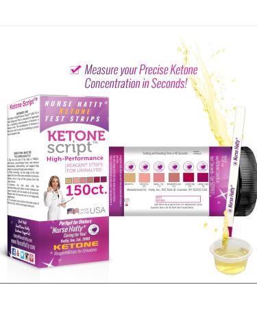 Nurse Hatty - 150 Ketone Test Strips w Built-in Color Chart Free Keto Guide eBook & Free App - Made-in-The-USA - Urine Test for Ketogenic Ketosis Low Carb Atkins & Paleo Diets - Extra Long Strips 150 count (Pack of 1) - Buy Online on SooperMarket.com
