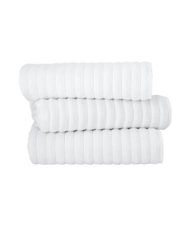 Classic Turkish Towels Premium Turkish Cotton Ribbed Towels - Extra Large, Quick-Dry, Absorbent, Luxury 3-Piece Bath Sheet Set for Bathroom, 40x65 inches, 100% Turkish Cotton (White) Bath Sheet - Set of 3 White