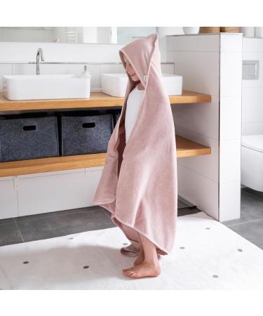 Ehrenkind Hooded Towel - Soft Organic Cotton Baby Bath Towel 100x100 cm in Rose | Perfect Newborn Gift & Essential Baby Equipment - Buy Online on SooperMarket.com