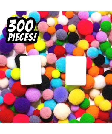 300Pcs Multi-Colored Pom Poms with Double Sided Tabs | Soft & Fluffy Puff Balls 10-20mm for Kids DIY Crafts - Buy Online on SooperMarket.com