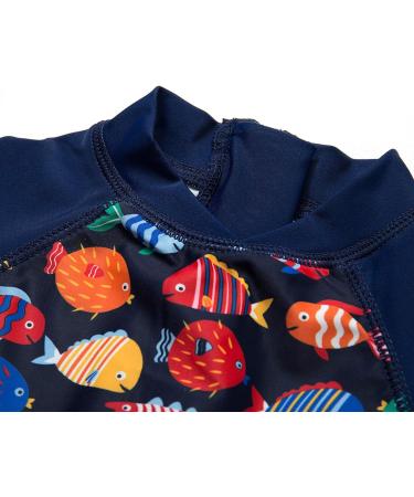 Bonverano Baby Boys Swimsuit | UPF 50+ Short-Sleeve One Piece Swimwear | Colorful Fish Design | 2-3 Years - Buy Online on SooperMarket.com
