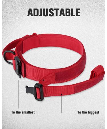 Joytale Tactical Dog Collar for Large Dogs | Handle & QR Code Dog Tag | Red XL - Durable Adjustable & Stylish - Buy Online on SooperMarket.com