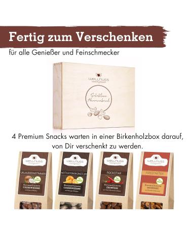 Men's Evening Gift Set - Vegan Premium Snacks in Birch Wood Box | Caramelized Nuts | Perfect Gift for Dad Brother or Grandpa - Wellnut - Buy Online on SooperMarket.com