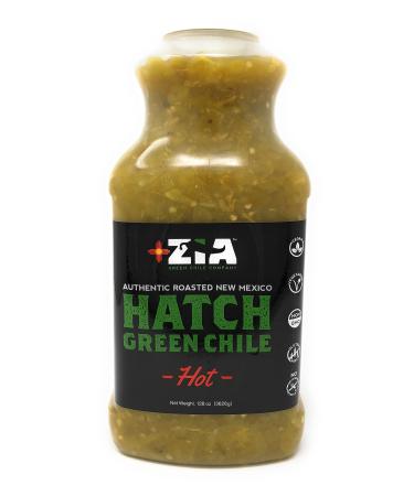 Original New Mexico Hatch Green Chile By Zia Green Chile Company - Delicious Flame-Roasted, Peeled & Diced Southwestern Certified Green Peppers For Salsas, Stews & More, Vegan & Gluten-Free - 128oz HOT HEAT LEVEL
