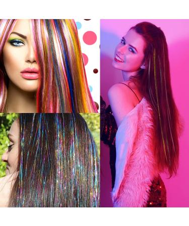 800 Silver Glitter Hair Strands | 120 cm Tinsel Hair Extensions | Fairy Hair Lametta Extreme Kit - Buy Online on SooperMarket.com