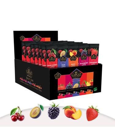Cerez Pazari Dried Fruit Roll Ups 25g x 35 pack Snacks Variety Pack for Kids Healthy Fruit Snacks Bulk Vegan Real Fruit Bars Snacks with Strawberry Blackberry Plum Sour Cherry and Peach