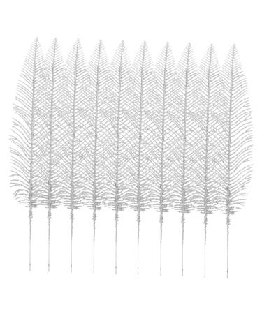 HOMSFOU Artificial Leaf 10pcs Powder Glitter Christmas Picks Christmas Leaves Artificial Leaves Stems Branches Twigs Xmas Bouquet Stem Faux Leaves Christmas Tree Plastic Crafting Supplies Silver 40X8CM