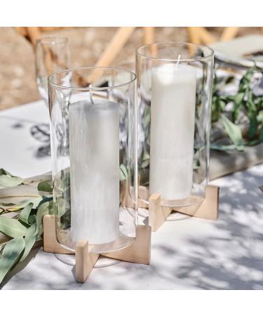 Shop Ginger Ray Candle Holder Glass Decoration with Wooden Base | Wedding & Party Candle Holders - International Shipping Available - Buy Online on SooperMarket.com
