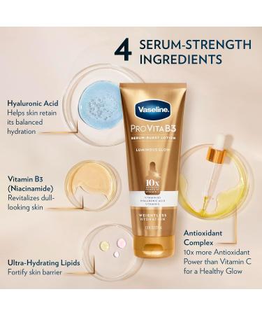Vaseline Pro VitaB3 Serum Burst Lotion - 10x Antioxidant Vitamin C & B3 for Luminous Glowing Skin | Lightweight 7.5 Fl Oz - Shop Internationally - Buy Online on SooperMarket.com