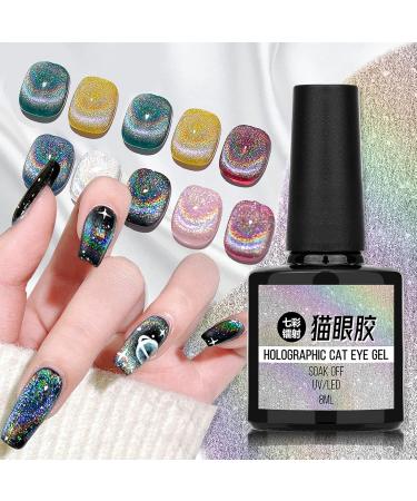 Holographic Nail Polish Glitter Nail Art Gel Color with Different Effect for Home Use in Salon 8ml - Buy Online on SooperMarket.com