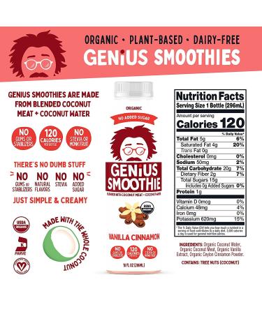Genius Juice Organic Coconut Smoothie 6-Pack | Nutrient-Rich Meal Replacement with Whole Coconut | Low Calorie Vegan Drink | Dairy-Free & No Added Sugars - Buy Online on SooperMarket.com