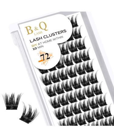 Cluster Lashes D Curl 12mm 72 Clusters B&Q Lash Clusters Individual Lashes Volume Eyelash Clusters DIY Lash Extensions Soft Wispy Cluster Eyelash Extensions DIY at Home (B37 D-12mm) D-12 mm B 37