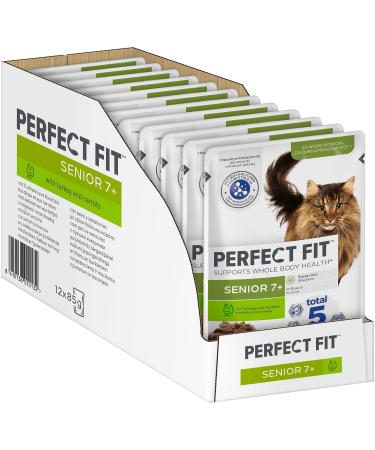 Perfect Fit Senior 7+ Katznass food with turkey and carrots 12 portion bags 12x85g - Premium cat food wet for older cats aged 7 and over to support health Senior Truthahn 85 g (12 Pack)