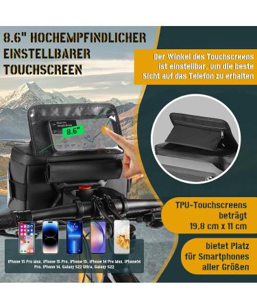 XIQI Handlebar Pocket Bike Bag - 3in1 Waterproof Bicycle Bag with Cell Phone Holder for E-Bikes | Removable Shoulder Strap & Handlebar Adapter - 4L Silver - Buy Online on SooperMarket.com