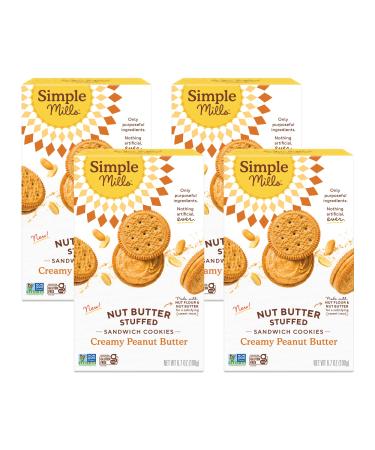 Simple Mills Creamy Peanut Butter Sandwich Cookies - Gluten Free, Vegan, Healthy Snacks, 6.7 Ounce (Pack of 4) Creamy Peanut Butter 6.7 Ounce (Pack of 4)