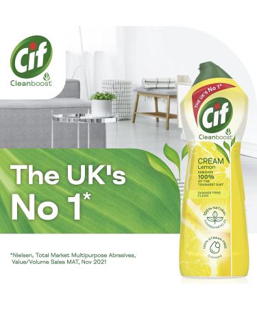 Cif Lemon Cream Cleaner 750 ml - 100% Natural Cleaning Particles - Multipurpose Surface Cleaner - Pack of 1 - Buy Online on SooperMarket.com