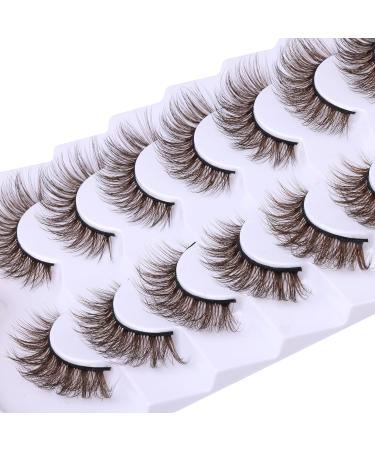 ALPHONSE Brown Strip Dark Brown False Lashes 7 Pack - Short Wispy Natural Look D Curl Extensions - Buy Online on SooperMarket.com