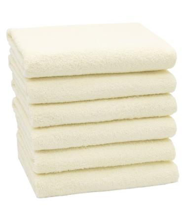 Zollner 6 Set towels in 50x100 cm - suction -strong and soft bath towels in beige - with a practical hanger - washable up to 60 C - cotton - hotel quality 6x towels beige
