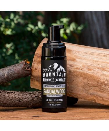 Rocky Mountain Barber Co. Foaming Sandalwood Beard Wash - Sandalwood Oil Vitamin B5 Dead Sea Salt - 5 oz | International Shipping Available - Buy Online on SooperMarket.com