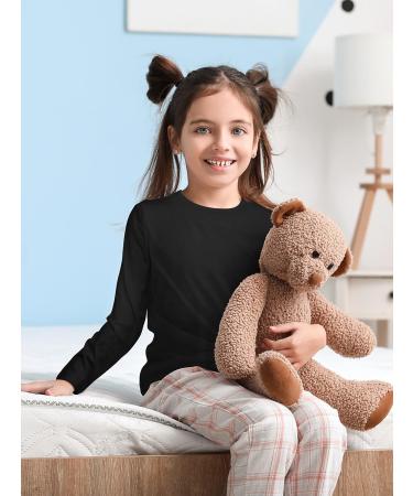 Cooraby 3 Pack Girls' Cotton Long Sleeve Thermal Tops with Lace - 4T Black White Light Pink - Buy Online on SooperMarket.com