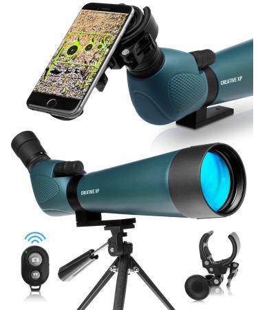 CREATIVE XP Spotting Scopes for Hunting - Waterproof Scope w/Tripod & Phone Adapter for Target Shooting & Bird Watching Green HD 20-60x80mm