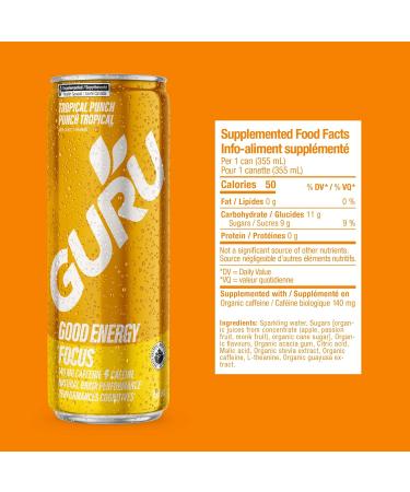 GURU Organic Energy Drink | Variety Pack 355ml | Feel Great and Stay Focused Longer with Plant-Based Energy Natural & Organic Ingredients Low Calories and Great Taste | (Pack of 12)  - Buy Online on SooperMarket.com