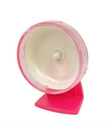Large Silent Hamster Wheel on Stand 16.5cm - Quiet Running Spinner Suitable for Small Syrian & Dwarf Hamsters (Pink)