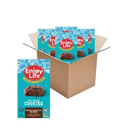Enjoy Life Double Chocolate Brownie Soft Baked Cookies, Soy Free, Dairy Free, Non GMO, Gluten Free, Vegan, Nut Free Cookies, 6 Boxes, Bulk Cookies, 6 Ounce (Pack of 6)