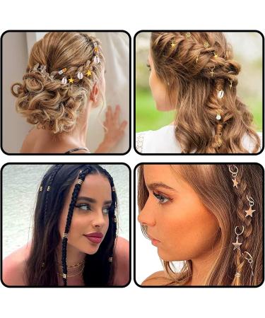 Hair Beads for Braids Xerteam 100 Pieces Hair Jewelry Rings Gold Hair Accessories Hair Cuffs and Braid Rings Hair Charms Dreadlock Accessories FOR Girl Women Men Hair Braids Decoration - Buy Online on SooperMarket.com