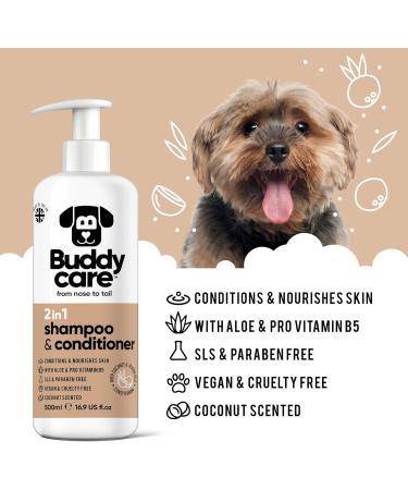 BuddyCare 2in1 Shampoo & Conditioner for Dogs - Aloe Vera & Pro-Vitamin B5 (500ml x3) - Practical Pet Care Solution for Healthy Coats - Buy Online on SooperMarket.com