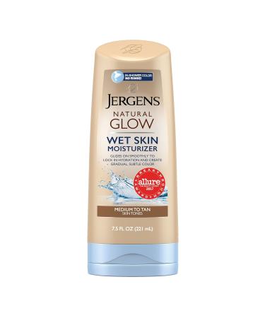 Jergens Natural Glow In-shower Moisturizer Medium to Tan Skin Tone 7.5 Ounce Wet Skin Lotion Locks in Hydration with Gradual Flawless Color