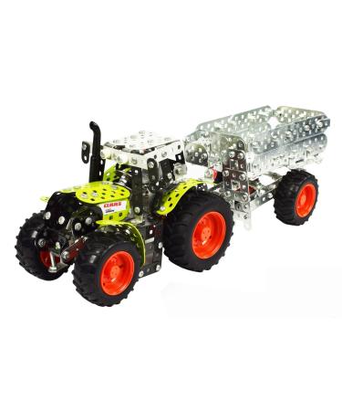 Tronico 10011 - Metal construction kit tractor Claas Arion 430 with tipping trailer scale 1:32 Mini Series green 700 parts