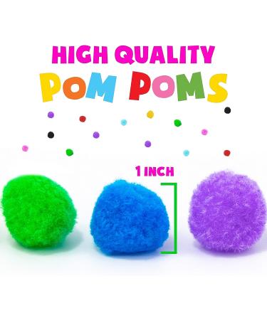 1000 Pieces 1 Inch Pom Poms for Crafts - 10 Assorted Colors - Puff Balls - Separated by Bag - Buy Online on SooperMarket.com