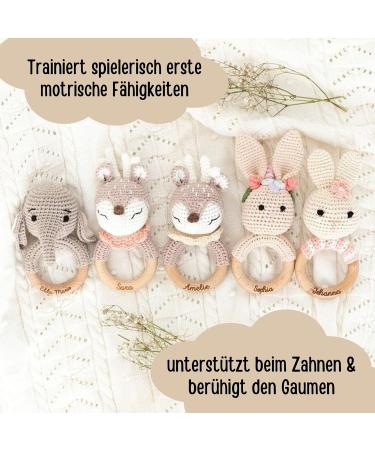 Personalized Baby Bite Ring - Engraved Elephant Teether - Unique Baptism Gift for Boys & Girls - Custom Baby Rattles from 0 Months - Buy Online on SooperMarket.com