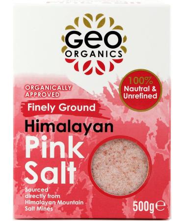 Geo Organics Himalayan Pure Pink Salt Crystals - 100% Natural Salt & Unrefined - Harvested Using Sustainable & Eco Friendly Practices - Contains 84 Minerals (500 Grams (Pack6) Fine Pink Salt) Finely Ground (Pack of 6) - Buy Online on SooperMarket.com