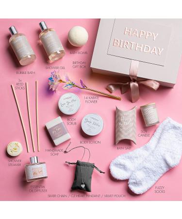 Luxury Birthday Spa Gift Set for Women with Bath Essentials, Diffuser, Candle, Necklace, 24k Rose & More - Buy Online on SooperMarket.com
