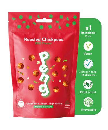 Peng Roasted Chickpeas Snack (110g) - Healthy High Protein Plant-Based Double Roasted Chickpeas Snack (BBQ)