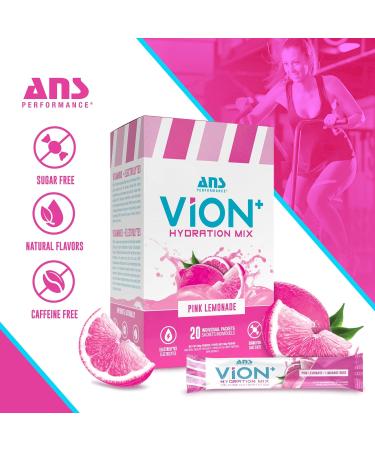 ViON+ Hydration Mix Pink Lemonade - Sugar-Free Electrolyte Powder with 8 Essential Vitamins - 20 On-the-Go Stick Packs for Hydration Energy & Recovery - Natural Flavors & No Artificial Colors or Dyes - Buy Online on SooperMarket.com