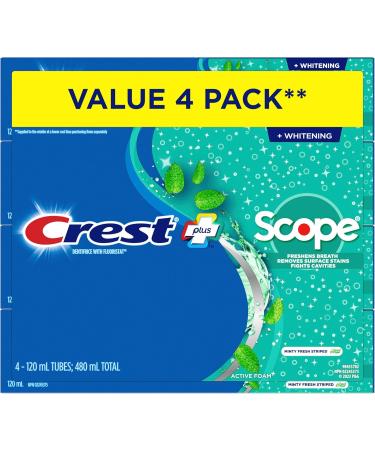 Crest Complete Toothpaste Whitening Plus Scope Minty Fresh 480 mL Total (4 Count of 120 mL Each) Toothpaste Scope (Pack of 4) - Buy Online on SooperMarket.com