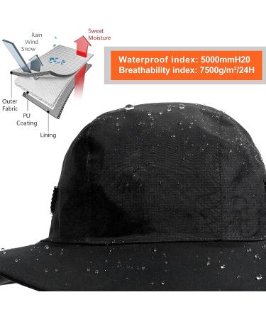 Womens Waterproof Bucket Hat with Fleece Lining | UPF50+ Outdoor Adventure Rain Cap - Black - Buy Online on SooperMarket.com