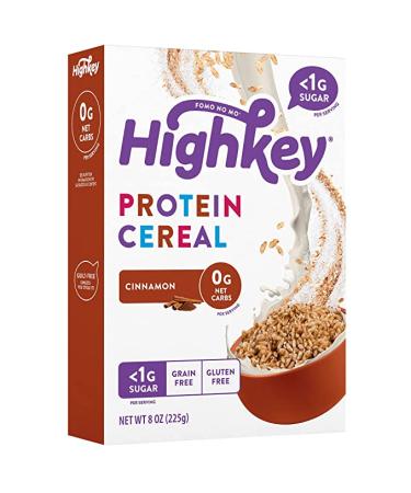 HighKey High Protein Breakfast Cereal - 8oz Keto Snacks Zero Sugar & 0 Net Carb Grain & Gluten Free Low Carb Cereals Paleo Diabetic Ketogenic & Non GMO Food Healthy Snack Grocery Foods - Cinnamon
