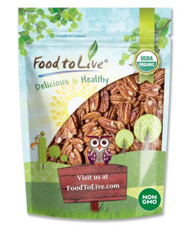 Organic Pecan Halves, 1.5 Pounds  Non-GMO, Kosher, Raw Pecan Nuts, Unsalted, Vegan, Kosher, Shelled, Sirtfood, Bulk. Good source of Calcium, and Zinc. Great for Pecan Pie, Salads, and Trail Mixes. 1.5 Pound (Pack of 1)