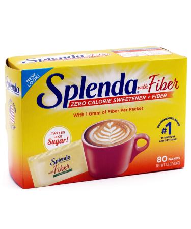 Splenda--No Calorie Sweetener 1G of Fiber Packets--80 Count--Sugar Substitute for Use with Coffee, Tea, Fruit, Cereal, and More 1.7 Gram (Pack of 80)